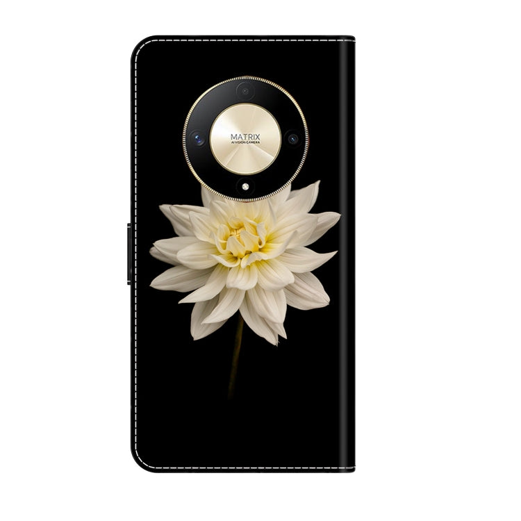 For Honor Magic6 Lite Crystal 3D Shockproof Protective Leather Phone Case(White Flower) - Honor Cases by buy2fix | Online Shopping UK | buy2fix