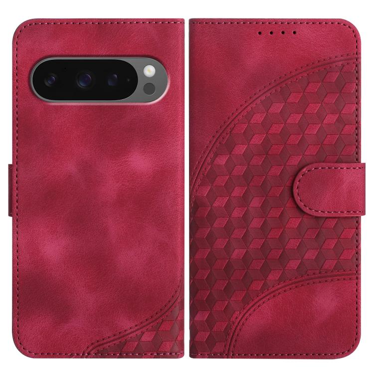 For Google Pixel 10 Pro XL Elephant Head Embossed Phone Leather Case with Lanyard(Rose Red) - Google Cases by buy2fix | Online Shopping UK | buy2fix