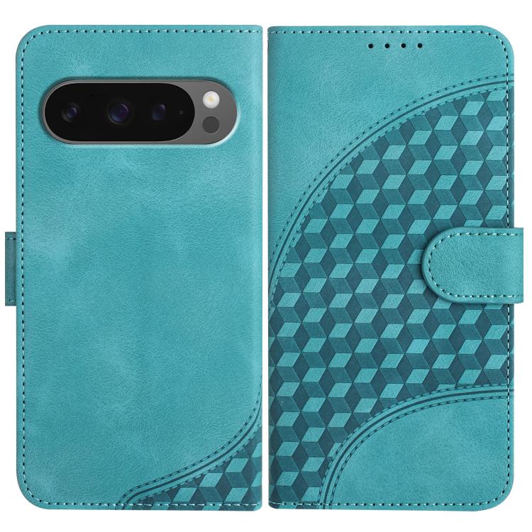 For Google Pixel 10 Pro XL Elephant Head Embossed Phone Leather Case with Lanyard(Light Blue) - Google Cases by buy2fix | Online Shopping UK | buy2fix