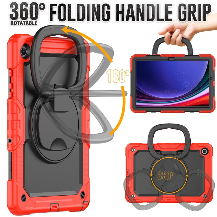 For Samsung Galaxy Tab A9+ Handle Silicone Hydric PC Tablet Case with Shoulder Strap(Red) - Galaxy Tab A9+ by buy2fix | Online Shopping UK | buy2fix