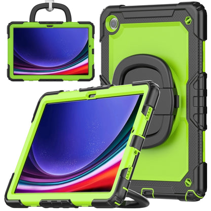 For Samsung Galaxy Tab A9+ Handle Silicone Hydric PC Tablet Case with Shoulder Strap(Yellow Green) - Galaxy Tab A9+ by buy2fix | Online Shopping UK | buy2fix