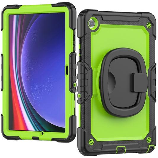 For Samsung Galaxy Tab A9+ Handle Silicone Hydric PC Tablet Case with Shoulder Strap(Yellow Green) - Galaxy Tab A9+ by buy2fix | Online Shopping UK | buy2fix