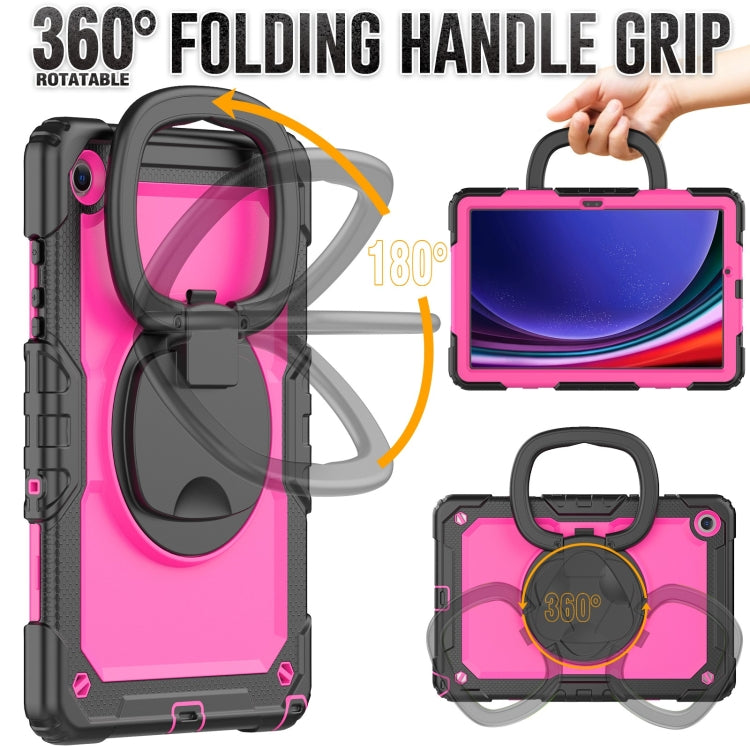 For Samsung Galaxy Tab A9+ Handle Silicone Hydric PC Tablet Case with Shoulder Strap(Rose Red) - Galaxy Tab A9+ by buy2fix | Online Shopping UK | buy2fix