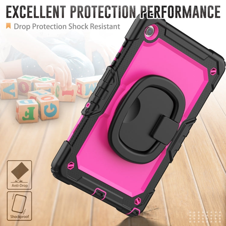 For Samsung Galaxy Tab A9+ Handle Silicone Hydric PC Tablet Case with Shoulder Strap(Rose Red) - Galaxy Tab A9+ by buy2fix | Online Shopping UK | buy2fix