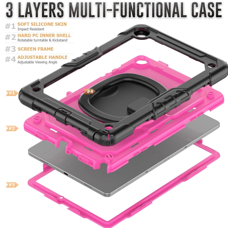 For Samsung Galaxy Tab A9+ Handle Silicone Hydric PC Tablet Case with Shoulder Strap(Rose Red) - Galaxy Tab A9+ by buy2fix | Online Shopping UK | buy2fix