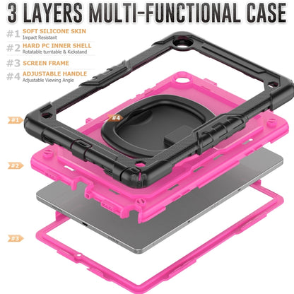 For Samsung Galaxy Tab A9+ Handle Silicone Hydric PC Tablet Case with Shoulder Strap(Rose Red) - Galaxy Tab A9+ by buy2fix | Online Shopping UK | buy2fix