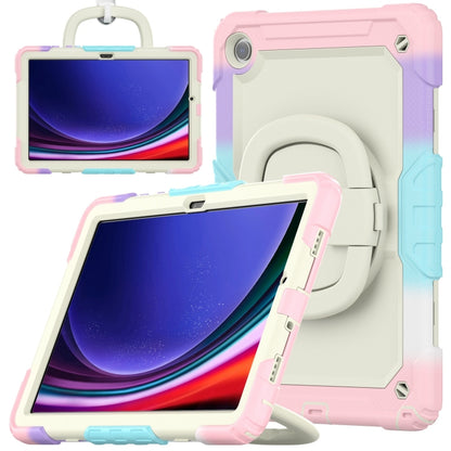 For Samsung Galaxy Tab A9+ Handle Silicone Hydric PC Tablet Case with Shoulder Strap(Colorful Pink) - Galaxy Tab A9+ by buy2fix | Online Shopping UK | buy2fix