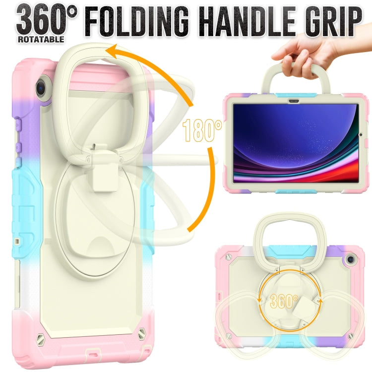 For Samsung Galaxy Tab A9+ Handle Silicone Hydric PC Tablet Case with Shoulder Strap(Colorful Pink) - Galaxy Tab A9+ by buy2fix | Online Shopping UK | buy2fix