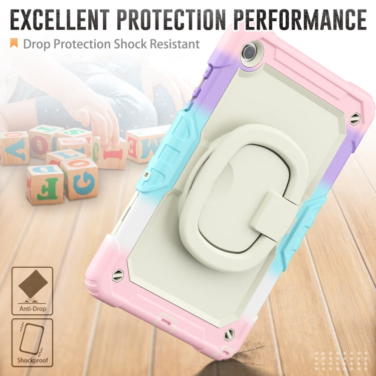 For Samsung Galaxy Tab A9+ Handle Silicone Hydric PC Tablet Case with Shoulder Strap(Colorful Pink) - Galaxy Tab A9+ by buy2fix | Online Shopping UK | buy2fix