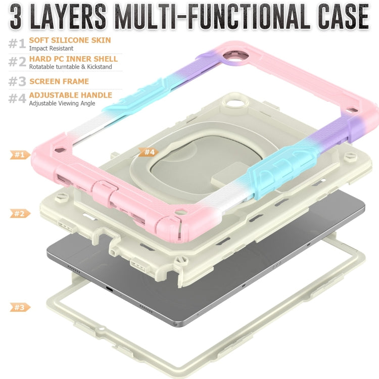 For Samsung Galaxy Tab A9+ Handle Silicone Hydric PC Tablet Case with Shoulder Strap(Colorful Pink) - Galaxy Tab A9+ by buy2fix | Online Shopping UK | buy2fix