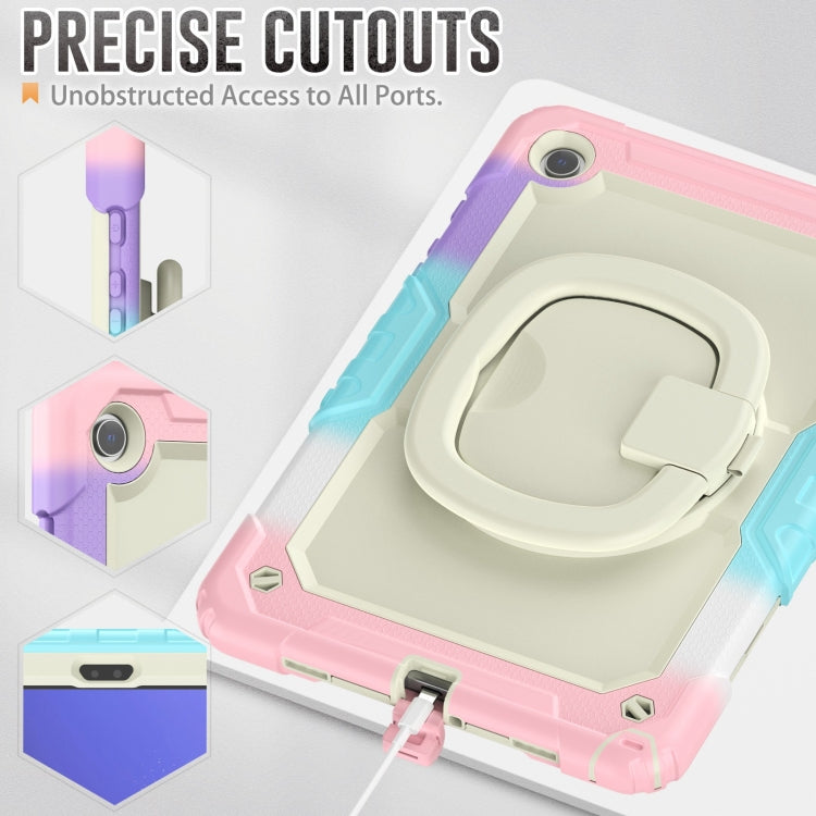 For Samsung Galaxy Tab A9+ Handle Silicone Hydric PC Tablet Case with Shoulder Strap(Colorful Pink) - Galaxy Tab A9+ by buy2fix | Online Shopping UK | buy2fix