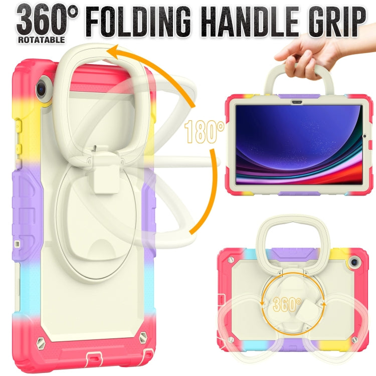 For Samsung Galaxy Tab A9+ Handle Silicone Hydric PC Tablet Case with Shoulder Strap(Colorful Red) - Galaxy Tab A9+ by buy2fix | Online Shopping UK | buy2fix