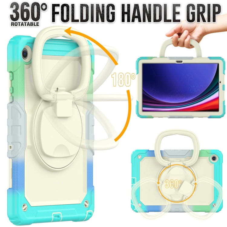 For Samsung Galaxy Tab A9+ Handle Silicone Hydric PC Tablet Case with Shoulder Strap(Colorful Blue) - Galaxy Tab A9+ by buy2fix | Online Shopping UK | buy2fix