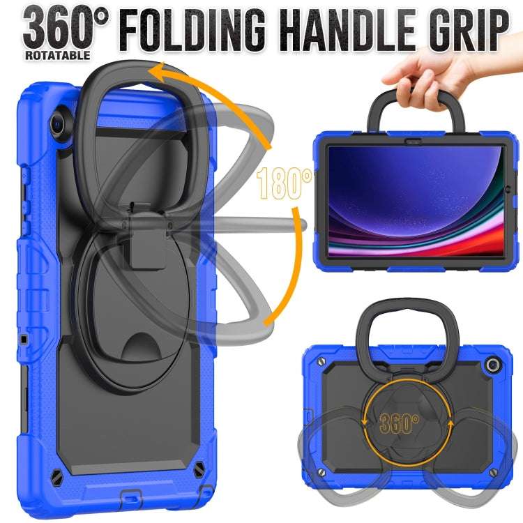 For Samsung Galaxy Tab A9+ Handle Silicone Hydric PC Tablet Case with Shoulder Strap(Dark Blue) - Galaxy Tab A9+ by buy2fix | Online Shopping UK | buy2fix