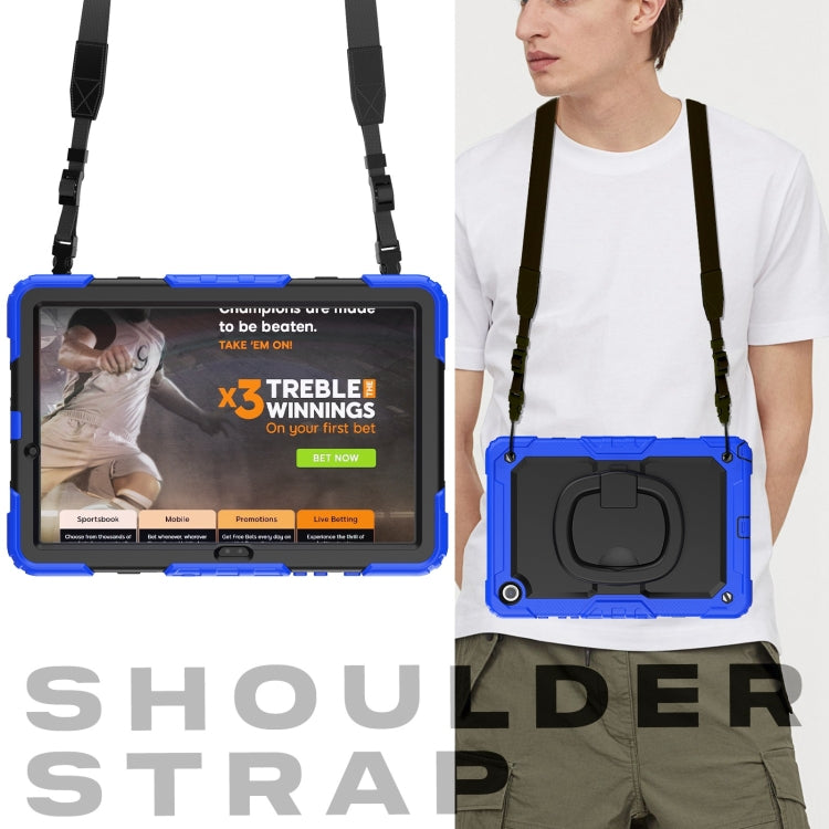 For Samsung Galaxy Tab A9+ Handle Silicone Hydric PC Tablet Case with Shoulder Strap(Dark Blue) - Galaxy Tab A9+ by buy2fix | Online Shopping UK | buy2fix