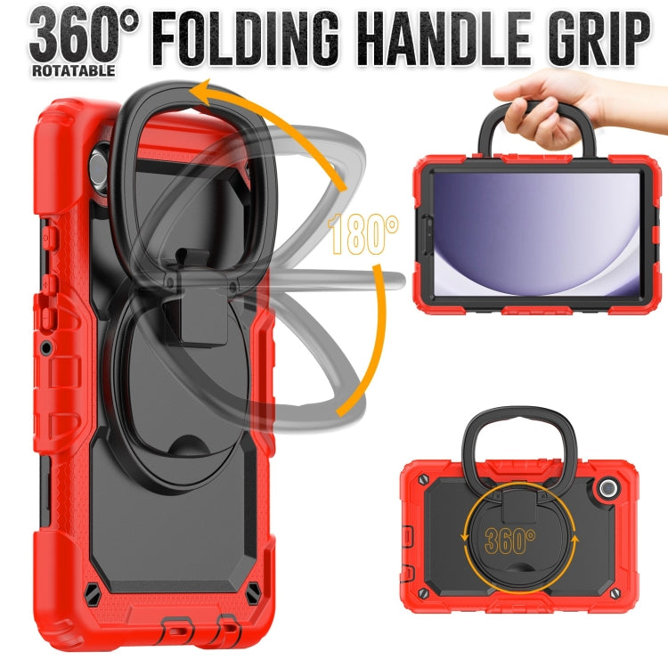 For Samsung Galaxy Tab A9 Handle Silicone Hydric PC Tablet Case with Shoulder Strap(Red) - Galaxy Tab A9 by buy2fix | Online Shopping UK | buy2fix
