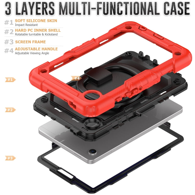 For Samsung Galaxy Tab A9 Handle Silicone Hydric PC Tablet Case with Shoulder Strap(Red) - Galaxy Tab A9 by buy2fix | Online Shopping UK | buy2fix