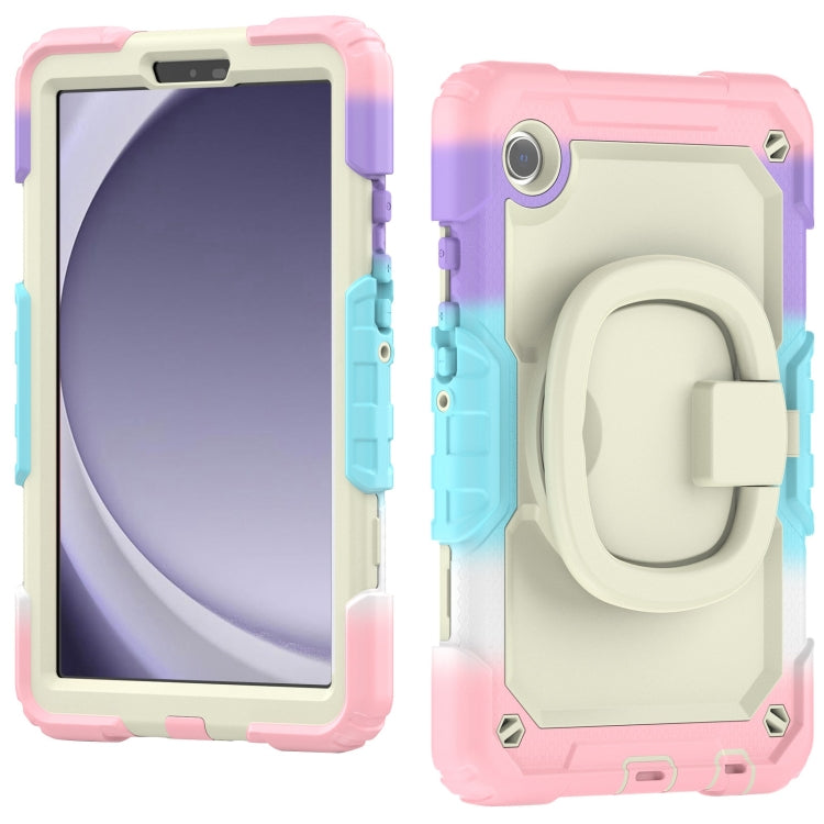 For Samsung Galaxy Tab A9 Handle Silicone Hydric PC Tablet Case with Shoulder Strap(Colorful Pink) - Galaxy Tab A9 by buy2fix | Online Shopping UK | buy2fix