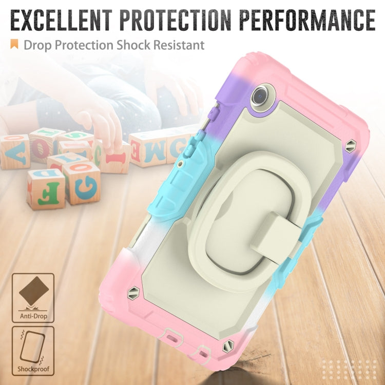 For Samsung Galaxy Tab A9 Handle Silicone Hydric PC Tablet Case with Shoulder Strap(Colorful Pink) - Galaxy Tab A9 by buy2fix | Online Shopping UK | buy2fix