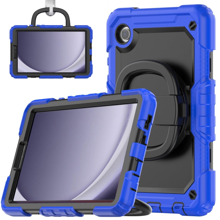 For Samsung Galaxy Tab A9 Handle Silicone Hydric PC Tablet Case with Shoulder Strap(Dark Blue) - Galaxy Tab A9 by buy2fix | Online Shopping UK | buy2fix
