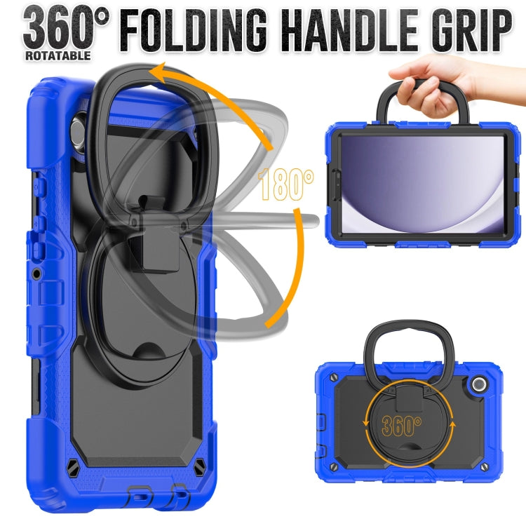 For Samsung Galaxy Tab A9 Handle Silicone Hydric PC Tablet Case with Shoulder Strap(Dark Blue) - Galaxy Tab A9 by buy2fix | Online Shopping UK | buy2fix