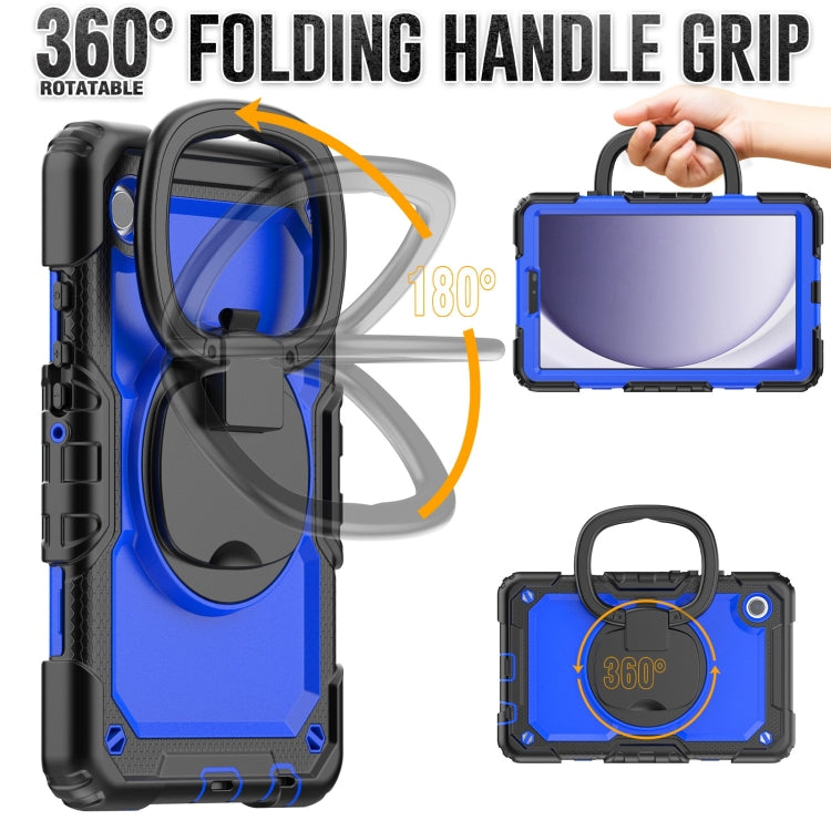For Samsung Galaxy Tab A9 Handle Silicone Hydric PC Tablet Case with Shoulder Strap(Dark Blue PC) - Galaxy Tab A9 by buy2fix | Online Shopping UK | buy2fix