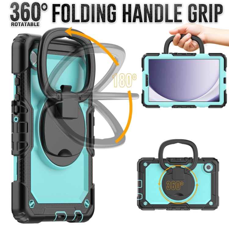 For Samsung Galaxy Tab A9 Handle Silicone Hydric PC Tablet Case with Shoulder Strap(Light Blue) - Galaxy Tab A9 by buy2fix | Online Shopping UK | buy2fix