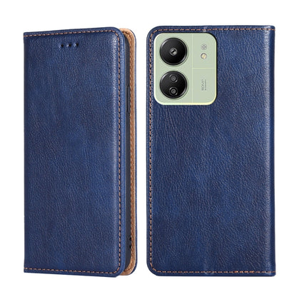 For Xiaomi Redmi 13C 4G Gloss Oil Solid Color Magnetic Leather Phone Case(Blue) - 13C Cases by buy2fix | Online Shopping UK | buy2fix