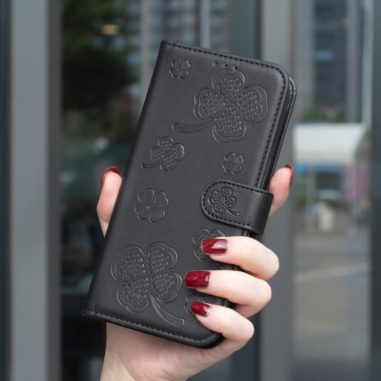 For iPhone Air Four-leaf Embossed Leather Phone Case(Black) - iPhone Air Cases by buy2fix | Online Shopping UK | buy2fix