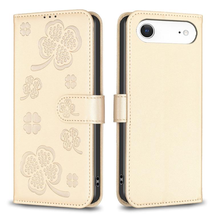 For iPhone Air Four-leaf Embossed Leather Phone Case(Gold) - iPhone Air Cases by buy2fix | Online Shopping UK | buy2fix