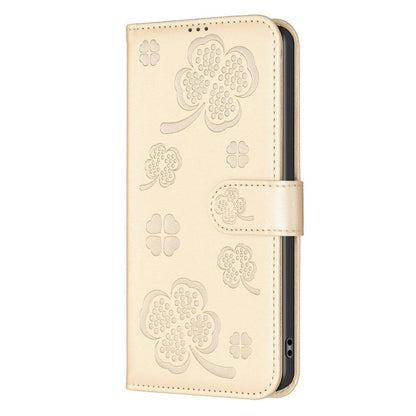 For iPhone Air Four-leaf Embossed Leather Phone Case(Gold) - iPhone Air Cases by buy2fix | Online Shopping UK | buy2fix