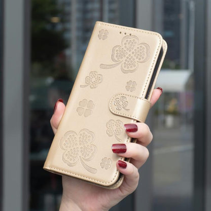 For iPhone Air Four-leaf Embossed Leather Phone Case(Gold) - iPhone Air Cases by buy2fix | Online Shopping UK | buy2fix