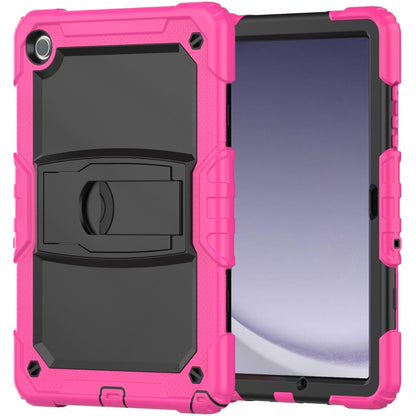 For Samsung Galaxy Tab A9+ Silicone Hydric PC Tablet Case with Shoulder Strap & Holder(Rose Red) - Galaxy Tab A9+ by buy2fix | Online Shopping UK | buy2fix