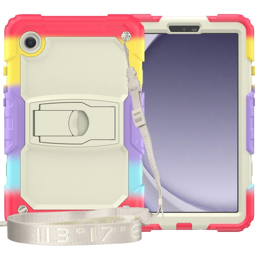 For Samsung Galaxy Tab A9+ Silicone Hydric PC Tablet Case with Shoulder Strap & Holder(Colorful Red) - Galaxy Tab A9+ by buy2fix | Online Shopping UK | buy2fix