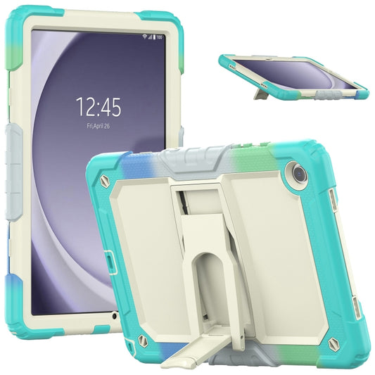 For Samsung Galaxy Tab A9+ Silicone Hydric PC Tablet Case with Shoulder Strap & Holder(Colorful Light Blue) - Galaxy Tab A9+ by buy2fix | Online Shopping UK | buy2fix
