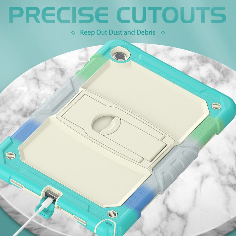 For Samsung Galaxy Tab A9+ Silicone Hydric PC Tablet Case with Shoulder Strap & Holder(Colorful Light Blue) - Galaxy Tab A9+ by buy2fix | Online Shopping UK | buy2fix