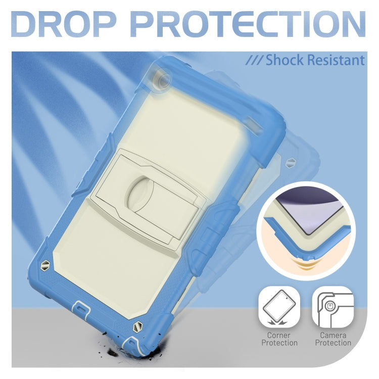 For Samsung Galaxy Tab A9+ Silicone Hydric PC Tablet Case with Shoulder Strap & Holder(Beige Cyan Blue) - Galaxy Tab A9+ by buy2fix | Online Shopping UK | buy2fix