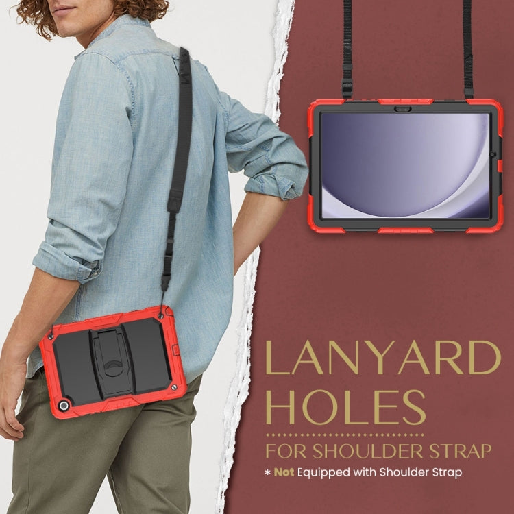 For Samsung Galaxy Tab A9+ Silicone Hydric PC Tablet Case with Shoulder Strap & Holder(Red) - Galaxy Tab A9+ by buy2fix | Online Shopping UK | buy2fix