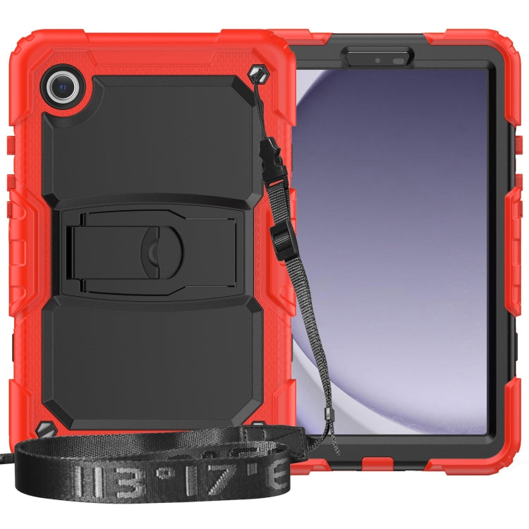 For Samsung Galaxy Tab A9+ Silicone Hydric PC Tablet Case with Shoulder Strap & Holder(Red) - Galaxy Tab A9+ by buy2fix | Online Shopping UK | buy2fix