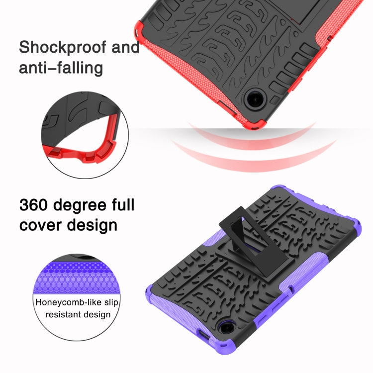 For Samsung Galaxy Tab A9 Tire Texture TPU + PC Tablet Case with Holder(Purple) - Galaxy Tab A9 by buy2fix | Online Shopping UK | buy2fix