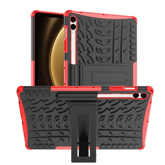For Samsung Galaxy Tab S9 FE+ Tire Texture TPU + PC Tablet Case with Holder(Red) by buy2fix