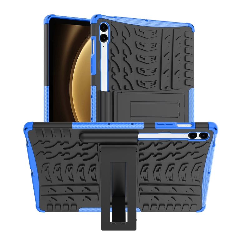 For Samsung Galaxy Tab S9 FE+ Tire Texture TPU + PC Tablet Case with Holder(Blue) by buy2fix