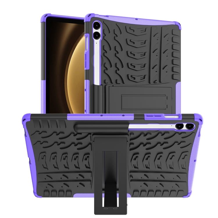 For Samsung Galaxy Tab S9 FE+ Tire Texture TPU + PC Tablet Case with Holder(Purple) by buy2fix