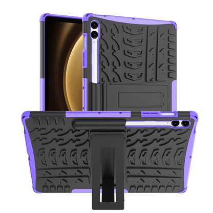 For Samsung Galaxy Tab S9 FE+ Tire Texture TPU + PC Tablet Case with Holder(Purple) by buy2fix