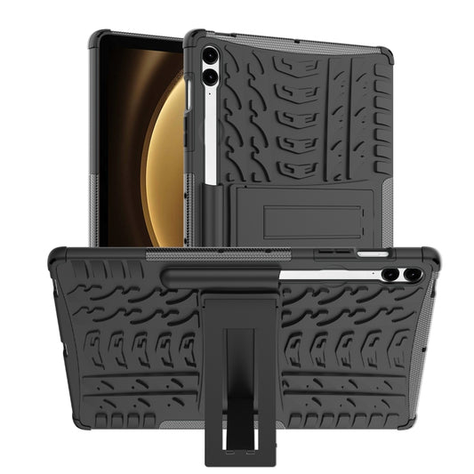 For Samsung Galaxy Tab S9 FE+ Tire Texture TPU + PC Tablet Case with Holder(Black) by buy2fix