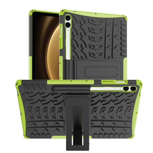 For Samsung Galaxy Tab S9 FE+ Tire Texture TPU + PC Tablet Case with Holder(Green) by buy2fix