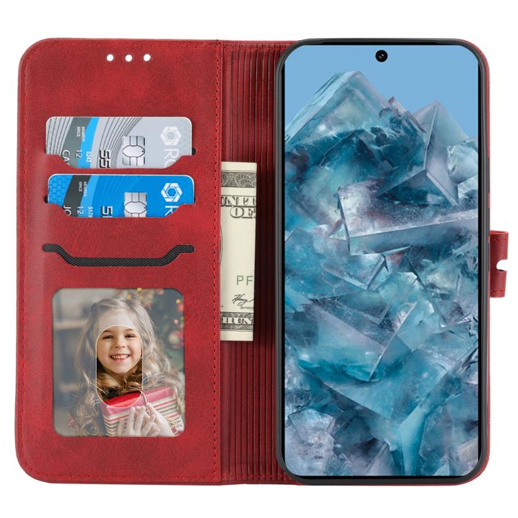 For Google Pixel 10 Pro XL Embossed Happy Cat Pattern Flip Leather Phone Case(Red) - Google Cases by buy2fix | Online Shopping UK | buy2fix