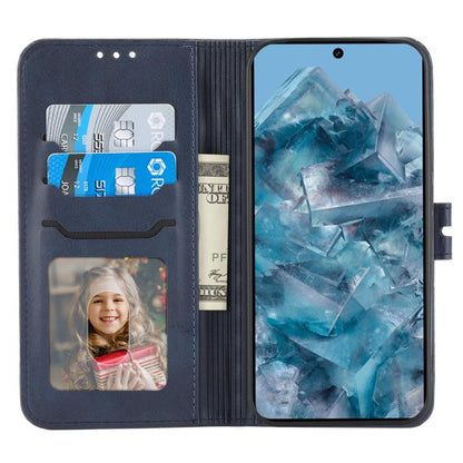 For Google Pixel 10 Pro XL Embossed Happy Cat Pattern Flip Leather Phone Case(Blue) - Google Cases by buy2fix | Online Shopping UK | buy2fix