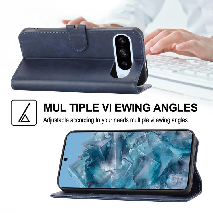 For Google Pixel 10 Pro XL Embossed Happy Cat Pattern Flip Leather Phone Case(Blue) - Google Cases by buy2fix | Online Shopping UK | buy2fix