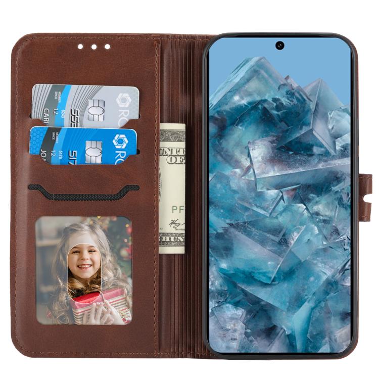 For Google Pixel 10 Pro XL Embossed Happy Cat Pattern Flip Leather Phone Case(Brown) - Google Cases by buy2fix | Online Shopping UK | buy2fix